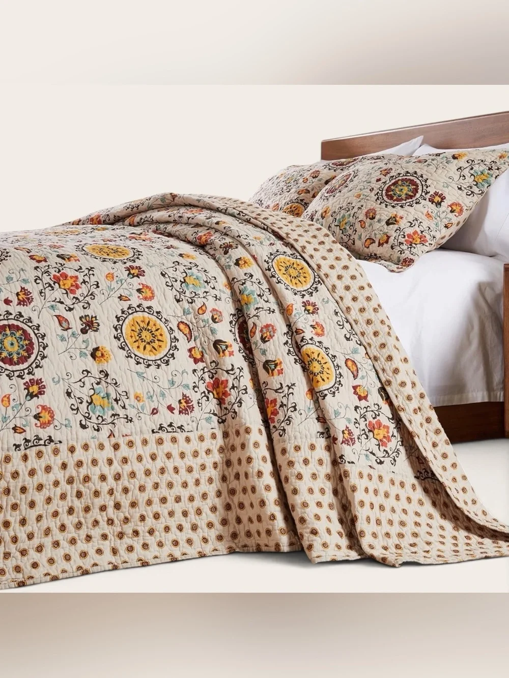 NEW Anthropologie Multicolor Retro Boho Quilt Bedspread Bedding & Sham Set